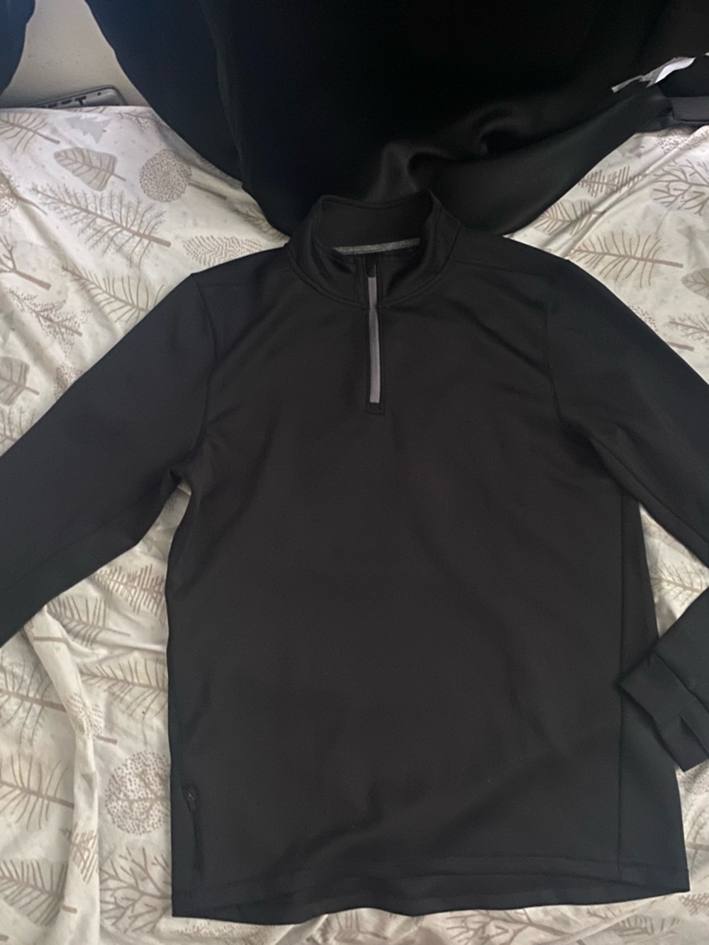 Black Quarter-Zip Pullover Top